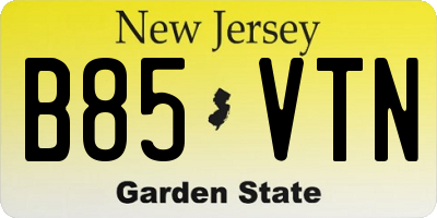 NJ license plate B85VTN