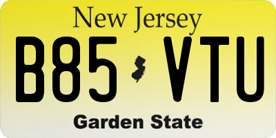 NJ license plate B85VTU