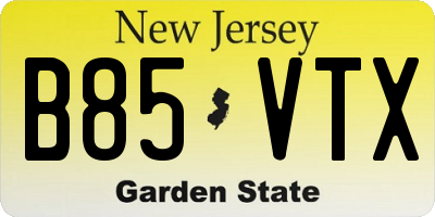 NJ license plate B85VTX
