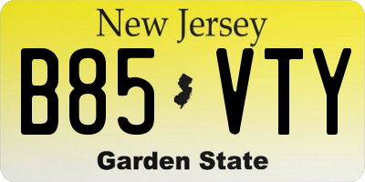 NJ license plate B85VTY