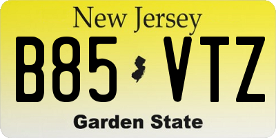 NJ license plate B85VTZ