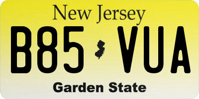 NJ license plate B85VUA