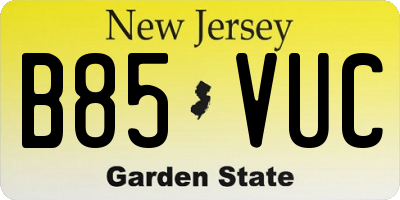 NJ license plate B85VUC