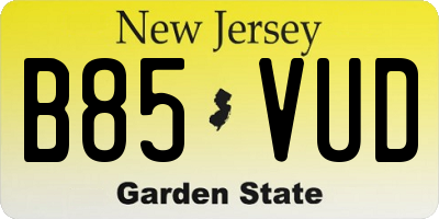 NJ license plate B85VUD