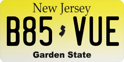 NJ license plate B85VUE