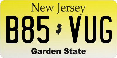 NJ license plate B85VUG