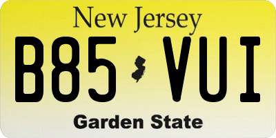 NJ license plate B85VUI