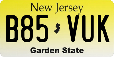 NJ license plate B85VUK