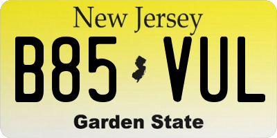 NJ license plate B85VUL