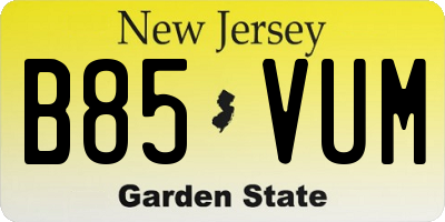 NJ license plate B85VUM
