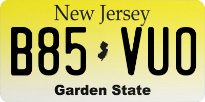NJ license plate B85VUO