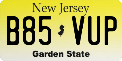 NJ license plate B85VUP