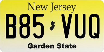 NJ license plate B85VUQ