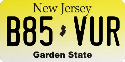 NJ license plate B85VUR