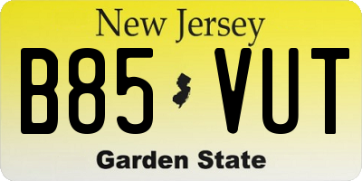 NJ license plate B85VUT