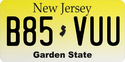 NJ license plate B85VUU