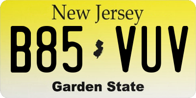 NJ license plate B85VUV