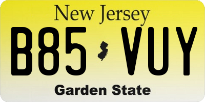 NJ license plate B85VUY