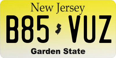 NJ license plate B85VUZ