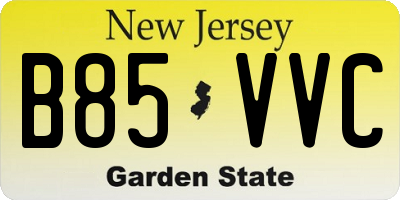 NJ license plate B85VVC