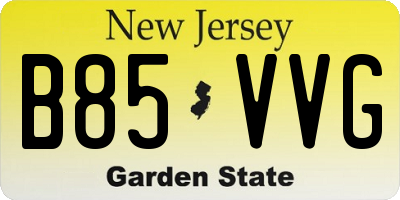 NJ license plate B85VVG