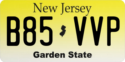 NJ license plate B85VVP
