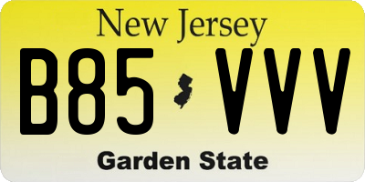 NJ license plate B85VVV