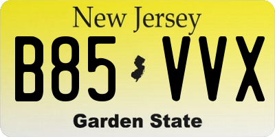 NJ license plate B85VVX