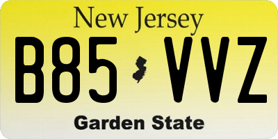 NJ license plate B85VVZ