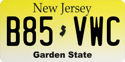 NJ license plate B85VWC