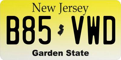 NJ license plate B85VWD