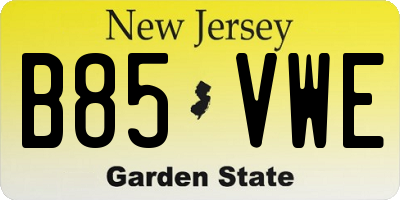 NJ license plate B85VWE