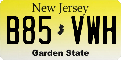 NJ license plate B85VWH