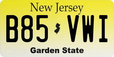 NJ license plate B85VWI