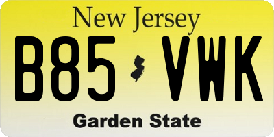 NJ license plate B85VWK