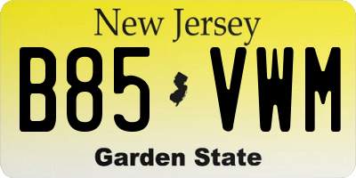 NJ license plate B85VWM
