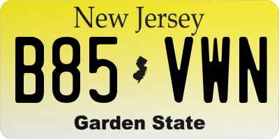 NJ license plate B85VWN