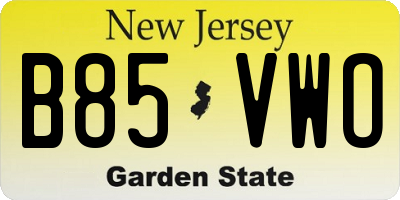 NJ license plate B85VWO
