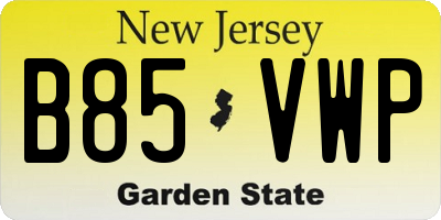 NJ license plate B85VWP