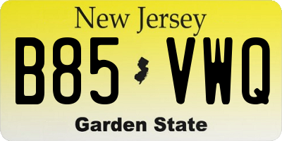 NJ license plate B85VWQ