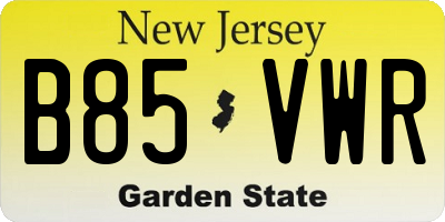 NJ license plate B85VWR