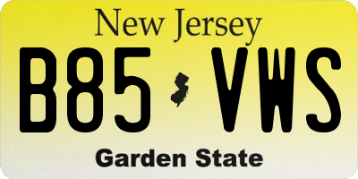 NJ license plate B85VWS
