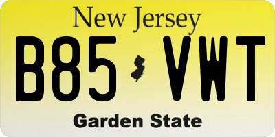 NJ license plate B85VWT