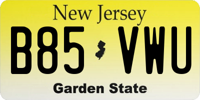 NJ license plate B85VWU