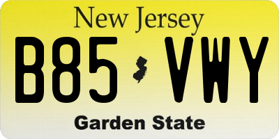 NJ license plate B85VWY
