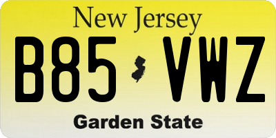 NJ license plate B85VWZ