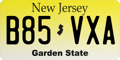 NJ license plate B85VXA