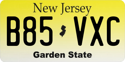 NJ license plate B85VXC