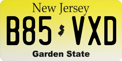 NJ license plate B85VXD