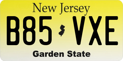 NJ license plate B85VXE